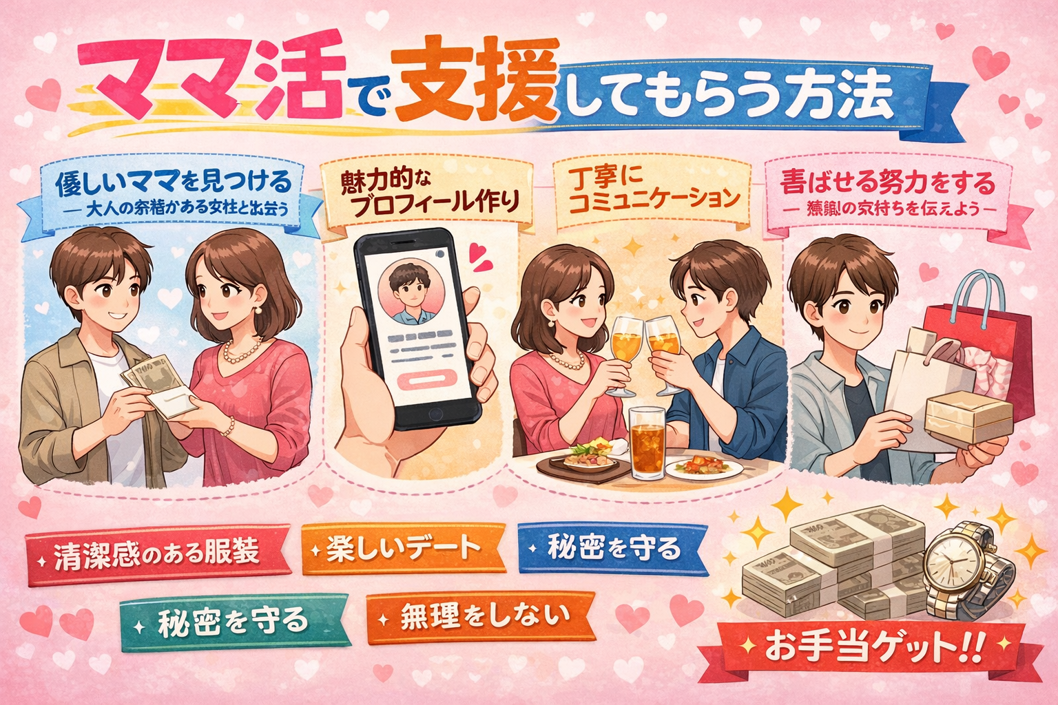 PCMAXなら月5万円以上稼ぐためにママ活で支援してもらう方法